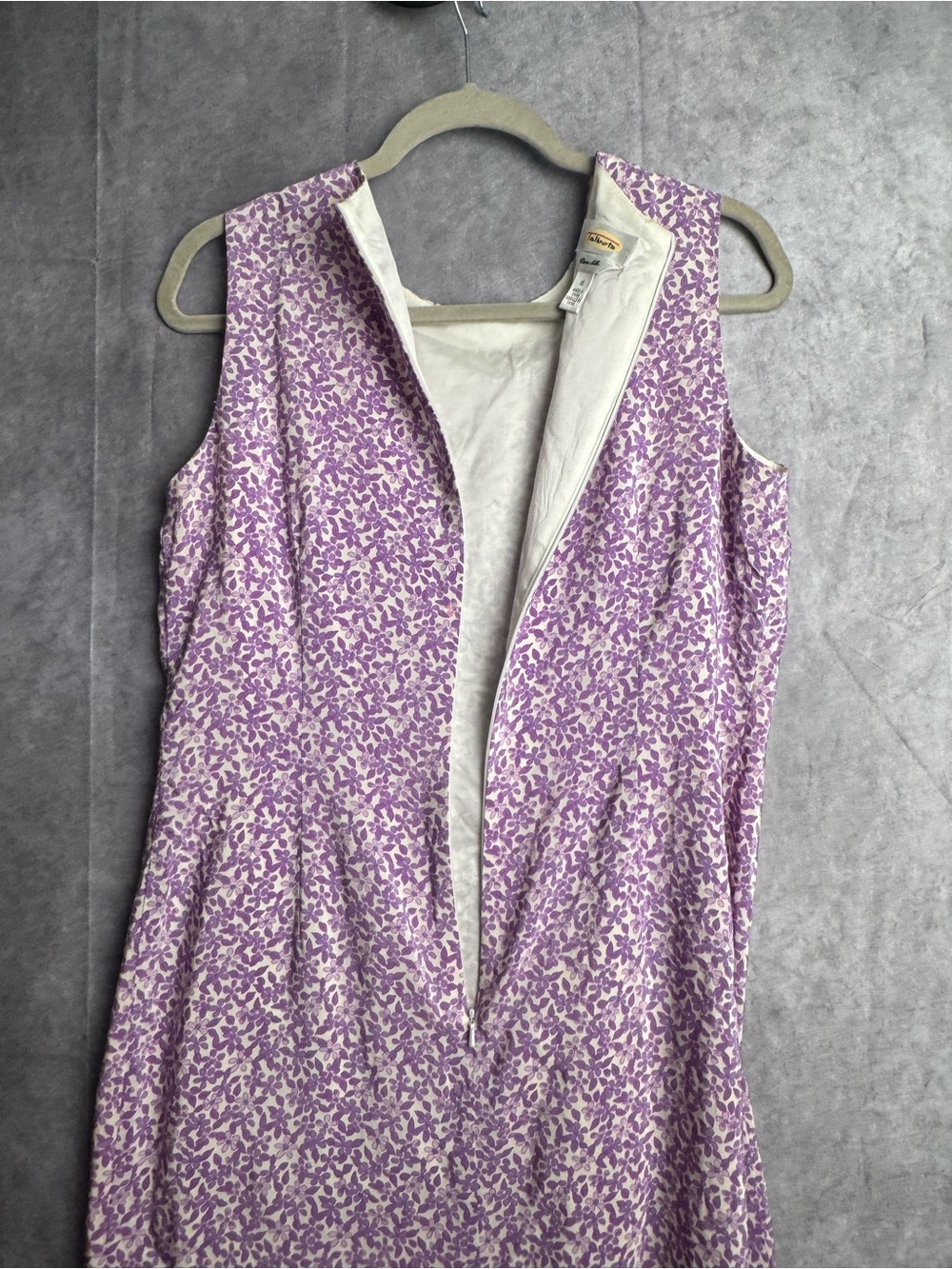 Talbots 100% Silk Floral Shift Dress Size 10 Purple Ombré Knee Length - Picture 3 of 8